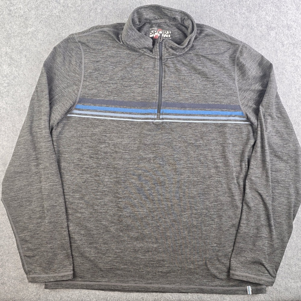 Marine Layer Quarter Zip Pullover Mens XL Gray Heather Striped Weekend Sport